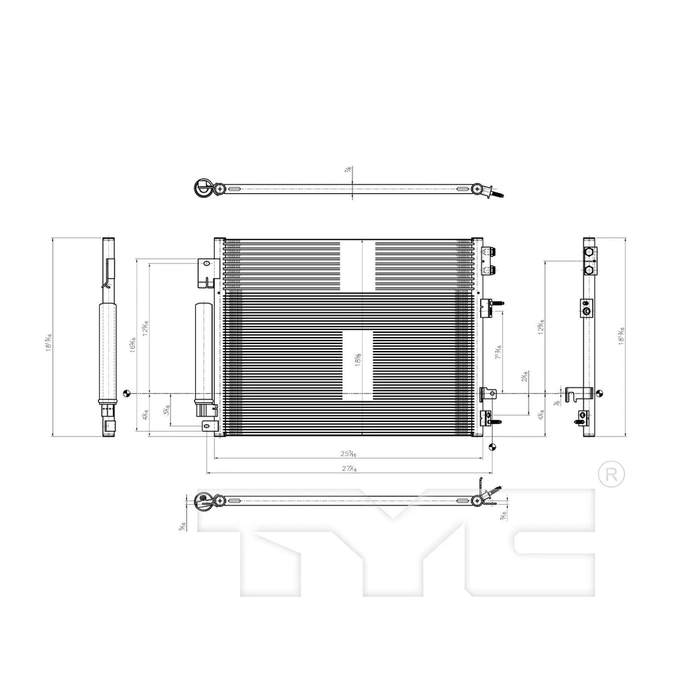 Condensador de aire acondicionado TYC 3948 para cargador Chrysler Dodge 300 Challenger 11-20 Foto 3 de 4