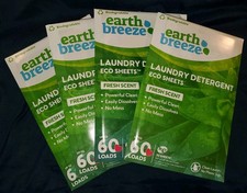 Lot of 4 Earth Breeze Fresh Scent 60 Loads Laundry Detergent Eco Sheets 30 Count