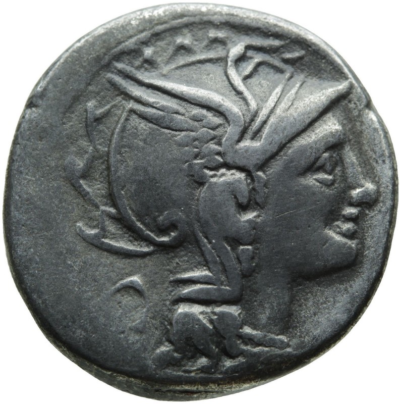 009. Roman Silver Coin. CLAUDIA 2, AR Denarius. Roma / Victory in Triga. aVF