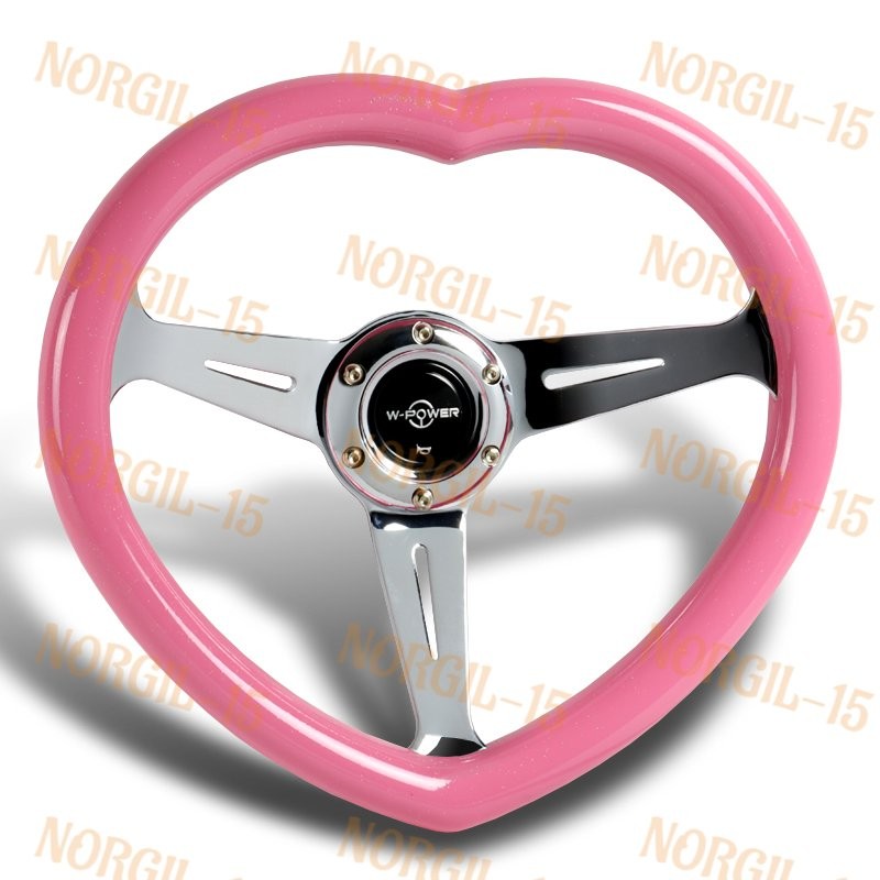 JDM Pink Heart Shaped Racing Steering Wheel Universal Car ABS
