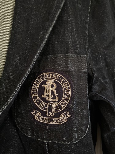 Lauren Jean Co - 2 Button Blue Jean Blazer/Jacket w/ Silver Crest - Size M - EUC - Picture 3 of 6