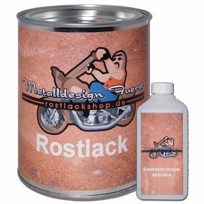 Set 500g Rostlack Ratlook + Aktivator rust paint Rostpatina Autolack Rostdecko