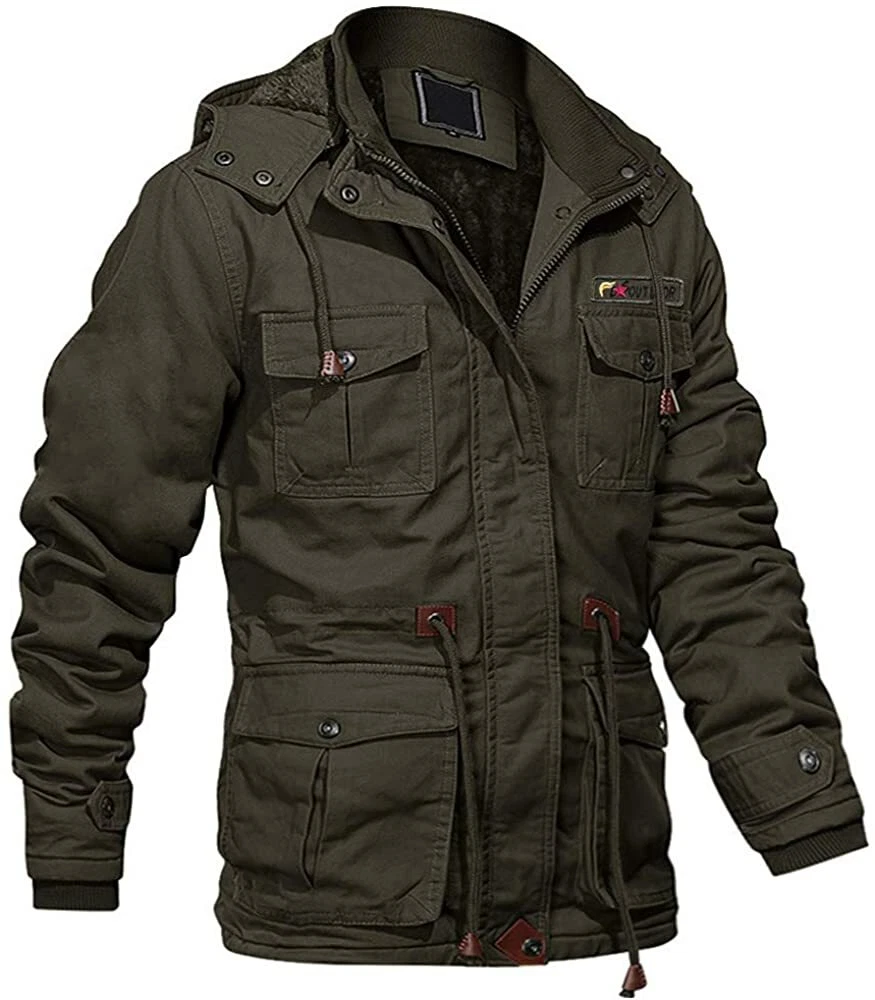 MAGCOMSEN Men s Winter Cargo Jacket with Multi Pockets Thicken Military Jackets