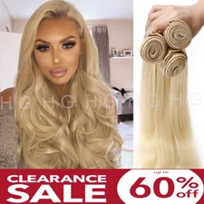 Real Thick Peruvian Virgin Blonde Human Hair Bundles Extensions Weave Weft US
