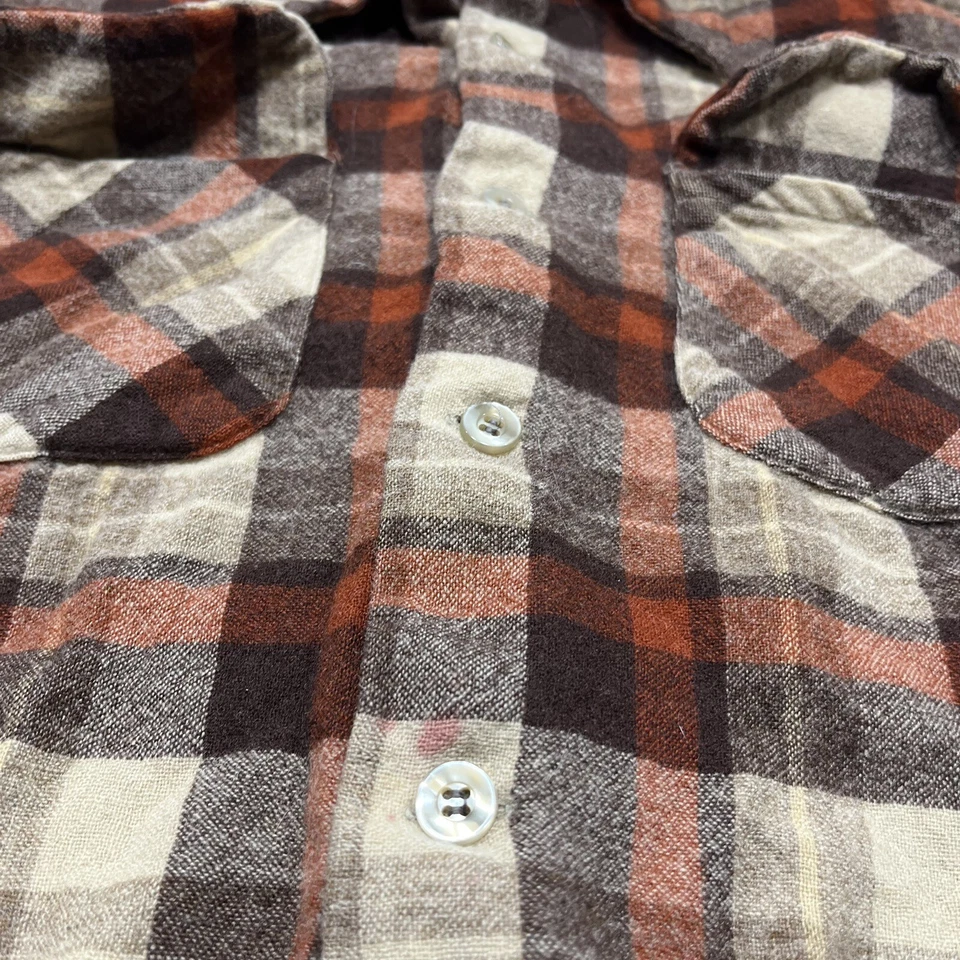 Vtg PENDLETON Shirt Women's Large Virgin Wool Plaid L/S Button Down - Flaw - Image 2 of 4
