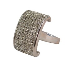 Large fancy clear cubic zirconia stone ring in a rectangle setting Size 7 NEW