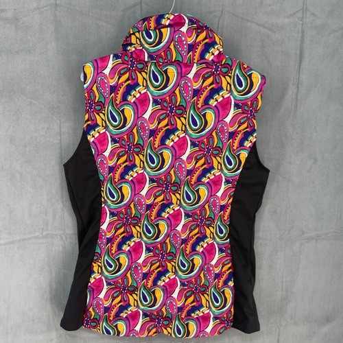Skea Puffer Vest Womens 12 Black Purple Floral Full Zip Snow Skii Winter Down - Picture 8 of 13