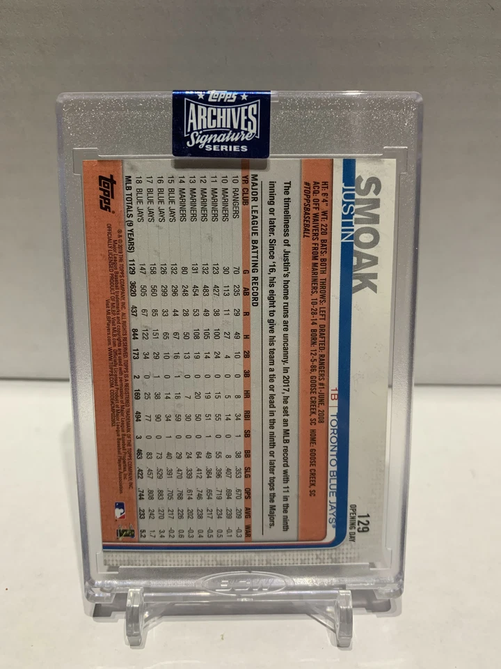 Justin Smoak 2020 Topps Archives Signatures - - #'d /46 2019 Topps Series 2 #680 - Image 2 of 2