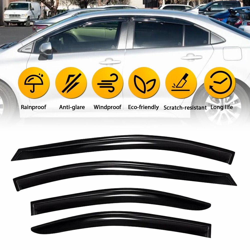 Fits 20-24 Toyota Corolla Sedan Window Visor Door Vent Sun/Rain Guard Deflectors