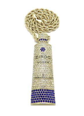 New Ice Bling Liquor Pendant With 24'' Rope Chain
