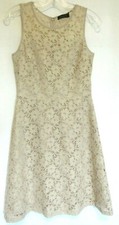 The Limited Beige Gold Metallic Lace Sleeveless Sheath Dress Size 0 NWT