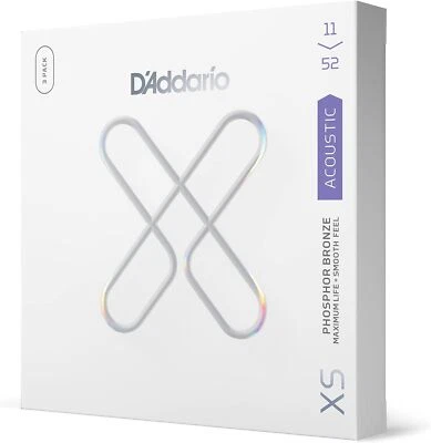 Acoustic Guitar Strings D'Addario 11-52 Coated Phosphor Bronze X3 PACK