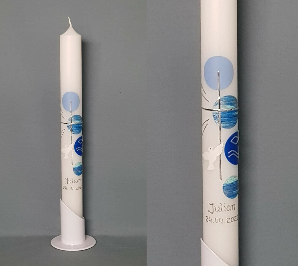 SILKES-KERZENLADEN Kommunionkerze / Taufkerze ♥ REINE HANDARBEIT ♥ - inkl. Beschriftung ! P 116