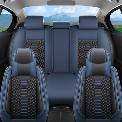 Luxury Nappa Leather Universal Car 5 Seat Covers Full Set Cushion Protector 