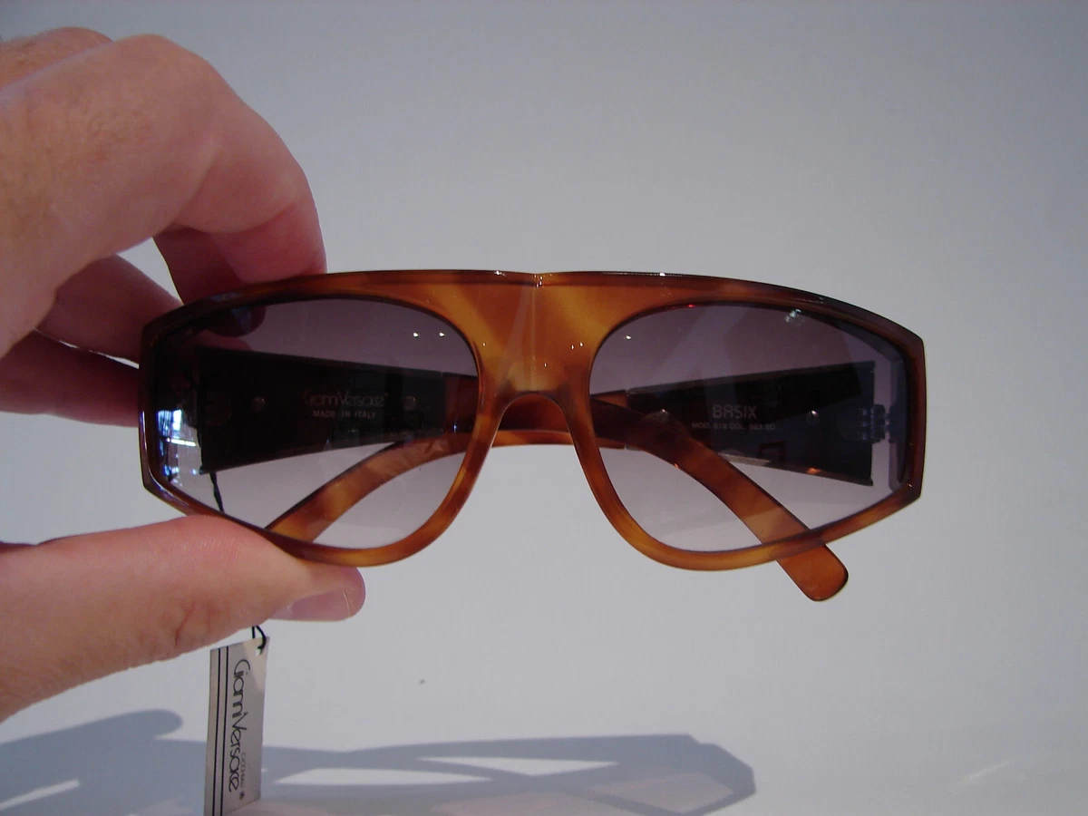 Versace Vintage Wraparound Sunglasses Versace Wrap-Around with White Hardware and Signature Logo  main image 4