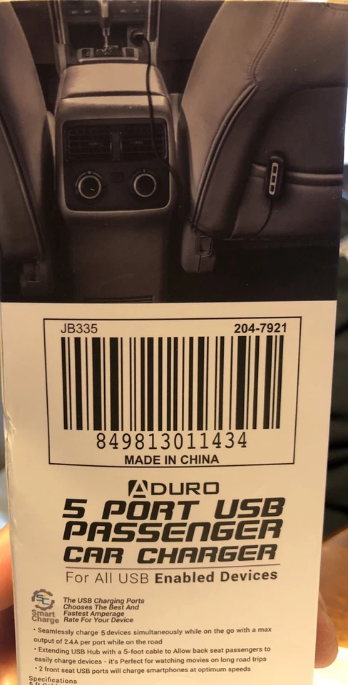 Cargador de coche de pasajeros Auduro 5 puertos USB nuevo salida de 4,8 amperios NUEVO Foto 3 de 4