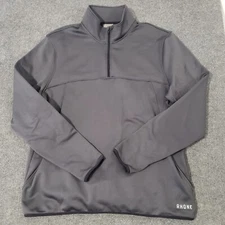 rhone quarter zip pull over men's XXL GRAY thumbholes waist spell out logo