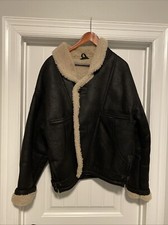 MEN s MEDIUM 100 BLACK SHEEPSKIN SHEARLING LEATHER JACKET -EXCELLENT CONDITION