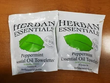 2 Packs of 20: Herban Essentials Peppermint Essential Oil Towelettes NEW - W4A