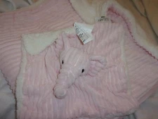 Lullaby Kids Pink elephant sherpa Security Blanket Lovey plush ribbed set baby