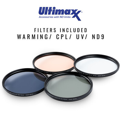 4 Piece 105mm Multi Coated HD Filter Kit (UV, CPL, Warming, FLD) by ULTIMAXX