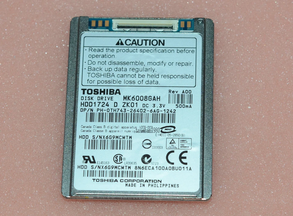NEW TOSHIBA 1.8" MK6008GAH 60GB HDD FOR DELL Latitude Hard DISK DRIVE - Image 3 of 4
