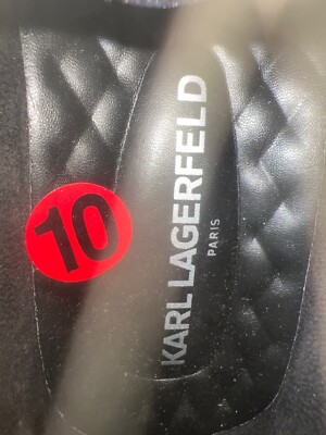 KARL LAGERFELD QUILTED LOGO SLIPPER BLACK WHITE MEN SNEAKERS SIZE 10M NEW KARL LAGERFELD QUILTED LOGO SLIPPER BLACK WHITE MEN SNEAKERS  main image 4