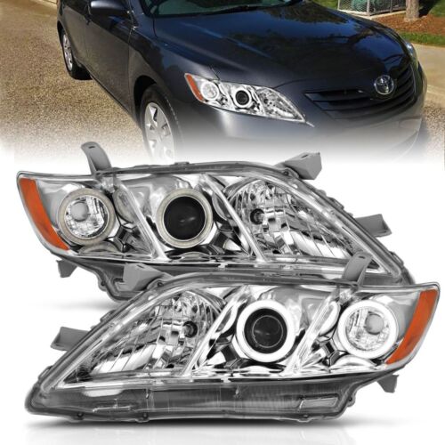 For TOYOTA CAMRY 07-09 PROJECTOR HEADLIGHTS CHROME W/ RX HALO Anzo 121180 - Picture 1 of 6