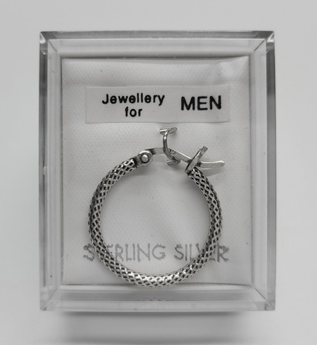 Mens Earring Hoop Sterling Silver 925 Hallmark - Picture 3 of 9