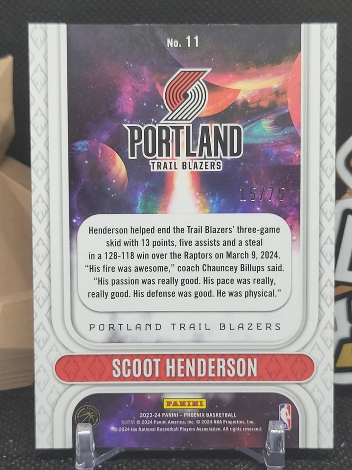 SCOOT HENDERSON 2023-24 Phoenix Rookie Rising Purple /75 (JMRP) - Image 2 of 2