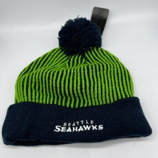 Seattle Seahawks NFL Team Apparel Hat Beanie Pom Pom Cap Youth