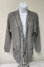 Adora Comfy Knit Women’s S/M Open Front Oversized Cardigan Sweater SOFT Gray