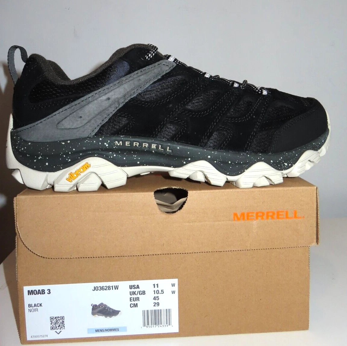 Merrell Men s Moab 3 Hiking Shoes BLACK NOIR J036281W US Size 11 W EU 45