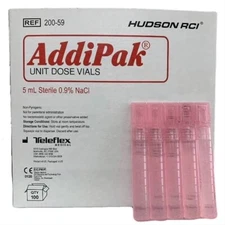 Addipak Sterile Saline Solution 0.9% 5ML (Box Of 100) New Sealed Ships Today