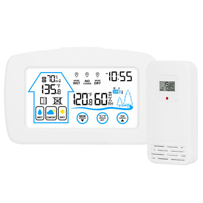 Digital Wireless Weather Station In/Outdoor Home Thermometer Hygrometer Bathroom