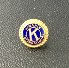 Kiwanis International Blue Enamel Gold Tone Metal Lapel Pin