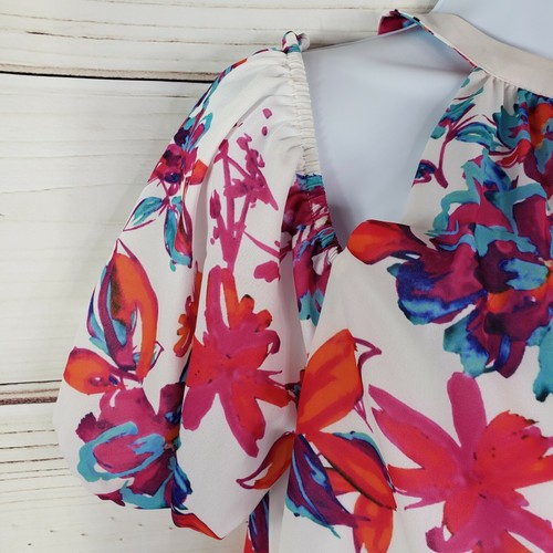 NWT Delvin Tessy Women's Floral Cold Shoulder Dress Small Watercolor Flowers - Picture 12 of 12