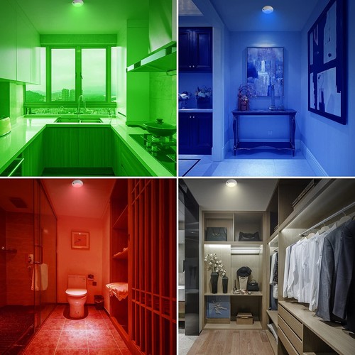 2-Pack Battery Operated LED Ceiling Light with Remote Control 12-Color Changing - Picture 7 of 7