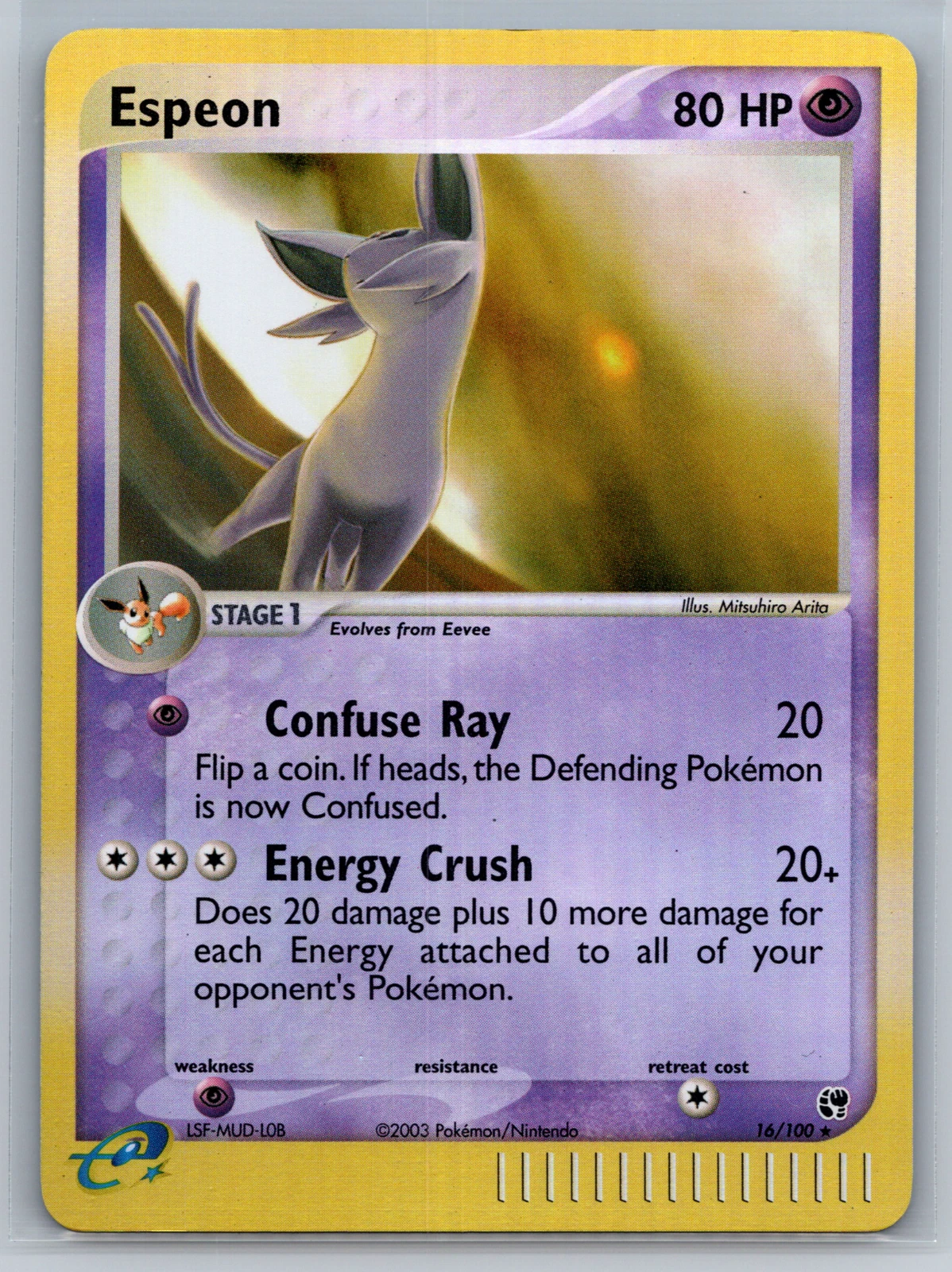 Espeon 16/100 EX Sandstorm RARE REVERSE HOLO Pokemon Card English 2003 NM
