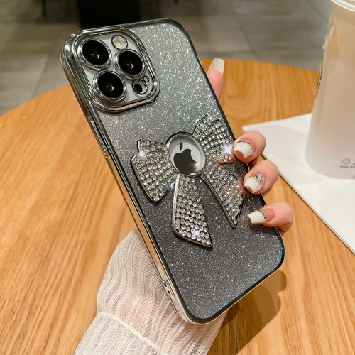 For iPhone 15 Pro Max 14 13 12 11 XR 15 Bling Glitter Butterfly Rhinestone Cover - Picture 3 of 15
