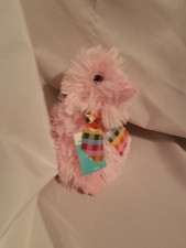 Dan Dee Easter Pink Fluffy Duck Rainbow Bow Stuffed Plush Animal Play Toy 8"