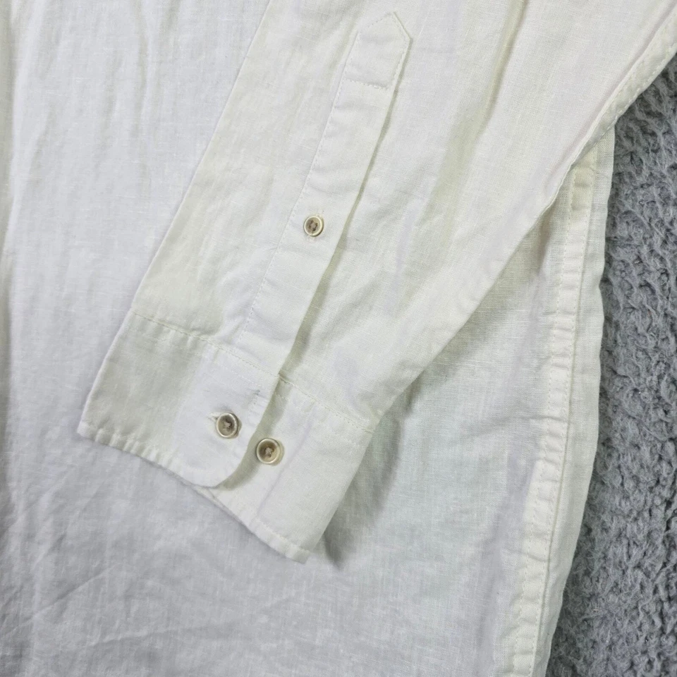 Camisa Falls Creek Botón Frontal Para Hombre XL Blanca Marfil Mezcla Lino Ligera  Foto 2 de 4