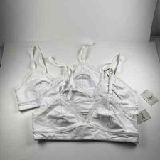 Jenni Women's 3-Pack On Repeat Wide Lace Trim White Pullover Bralette Size L NWT