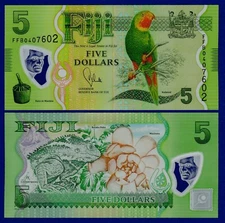 FIJI $5 2012 - P-115 UNC POLYMER - BIRD FLORA FAUNA