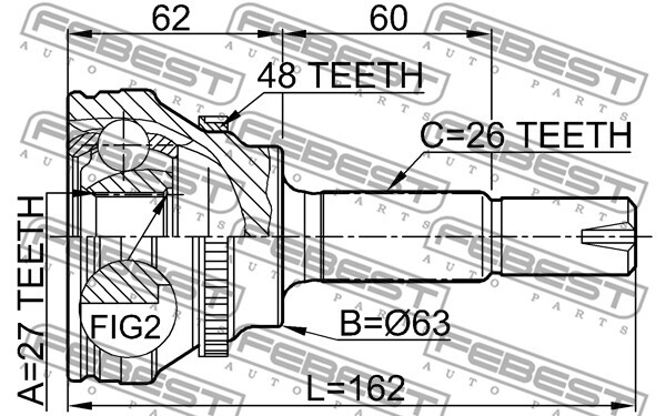 0110-072A48 FEBEST Joint Kit, drive shaft for ,TOYOTA,TOYOTA (GAC)