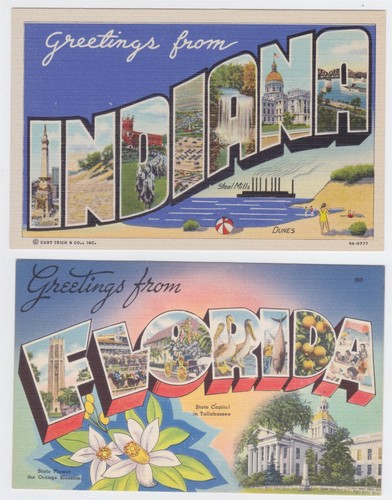 U.S LARGE LETTER POSTCARD (10) COLLECTION TX NC SC IN FL WV & VA - Picture 3 of 6