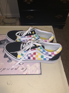 rainbow checkered vans old skool