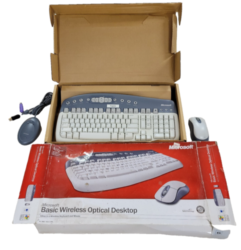 Vintage Microsoft Keyboard Multimedia 1.0a KB-0168 Wired White Grey PC Typing