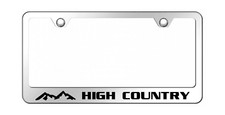 Chevrolet High Country Mirror Stainless Metal License Plate Frame. Black Vinyl