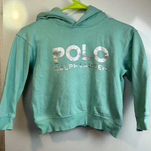 Polo Ralph Lauren girls pullover hoodie metallic logo sz 6